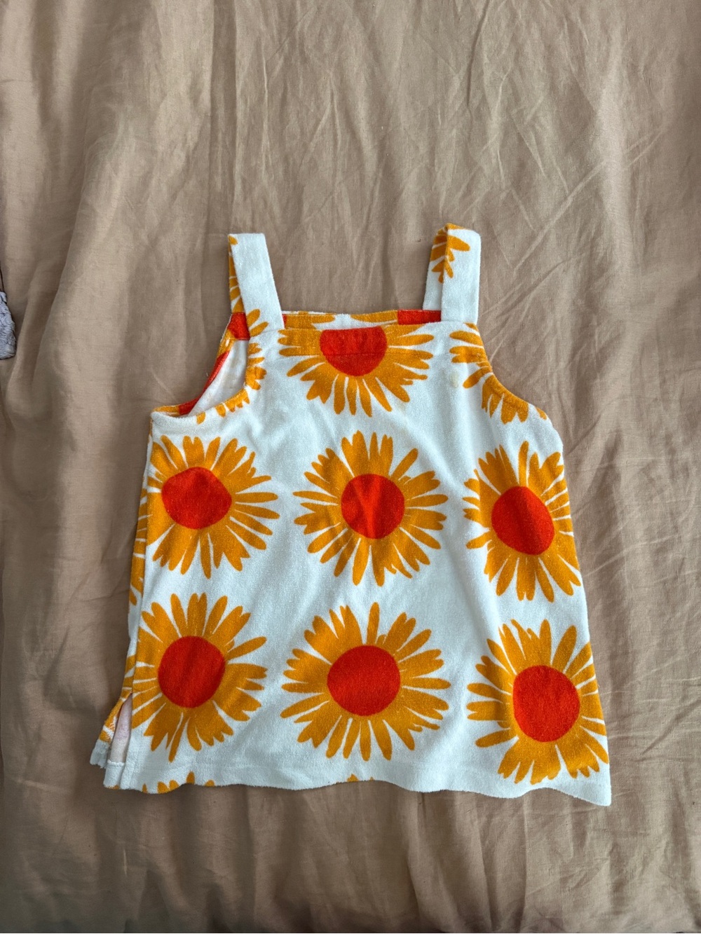 MARIMEKKO White Sunflower Print Tank Top for Kids
